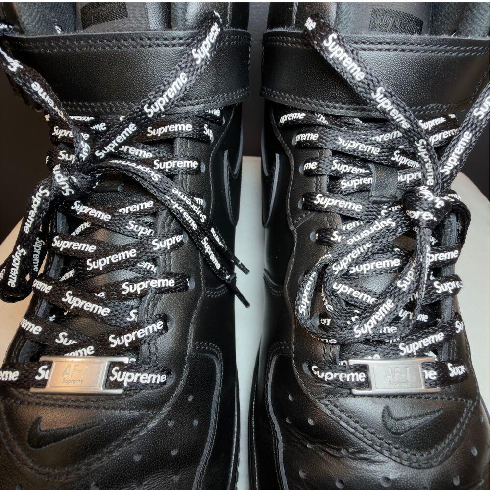 Nike Air Force 1 Mid Supreme Box Logo Triple Black FZ8784-001 Size 12